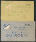 BARCELONA. 10 Céntimos y 15 Céntimos. (1938ca). Series C y B, respectivamente. (González: 6545, 6546). Inusuales. MBC.