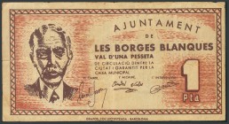 BORGES BLANQUES (LERIDA). 1 Peseta. (1937ca). (González: 7142). MBC.