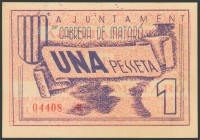 CABRERA DE MATARO (BARCELONA). 1 Peseta. (1937ca). (González: 7239). SC.