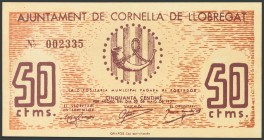 CORNELLA DE LLOBREGAT (BARCELONA). 50 Céntimos. 20 de Mayo de 1937. (González: 7685). SC.