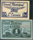 ESCALA (GERONA). 50 Céntimos y 1 Peseta. Abril 1937. (González: 7740/41). SC/MBC.