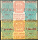 ESPARREGUERA (BARCELONA). 25 Céntimos y 1 Peseta. Septiembre 1937. Serie A, ambos. (González: 7748/49). SC.