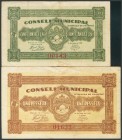 ESPLUGA DE FRANCOLI (TARRAGONA). 50 Céntimos y 1 Peseta. 14 de Mayo de 1937. (González: 7772, 7773). MBC.
