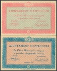 ESPLUGUES DE LLOBREGAT (BARCELONA). 50 Céntimos y 1 Peseta. 1937. (González: 7779/80). Serie completa. EBC+.