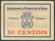 FARNERS DE LA SELVA (GERONA). 50 Céntimos. 3 de Junio de 1937. (González: 7829). MBC.