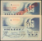 FIGUERES (GERONA). 50 Céntimos y 1 Peseta. Marzo 1937 y 31 de Mayo de 1937. Serie A, ambos. (González: 7850, 7851). MBC+.
