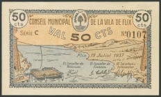 FLIX (TARRAGONA). 50 Céntimos. 19 de Julio de 1937. Serie C. (González: 7887). Inusual. SC-.