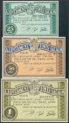 FONTS DE SACALM (GERONA). 25 Céntimos, 50 Céntimos y 1 Peseta. 12 de Mayo de 1937. Series C, B y A, respectivamente. (González: 7912/14). Inusual seri...