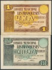 FRANQUES DEL VALLES (BARCELONA). 50 Céntimos y 1 Peseta. 5 de Junio de 1937. (González: 7930, 7931). MBC+.