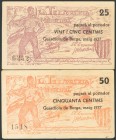 GUARDIOLA DE BERGA (BARCELONA). 25 Céntimos y 50 Céntimos. Mayo 1937. (González: 8148, 8149). EBC+/MBC.