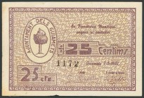 GUIAMETS (TARRAGONA). 25 Céntimos. 7 de Agosto de 1937. (González: 8161). Inusual. EBC.