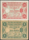 GUIXOLS (GERONA). 50 Céntimos y 1 Peseta. 23 de Julio de 1937 y 1 de Marzo de 1937. (González: 8183, 8182). SC/MBC.
