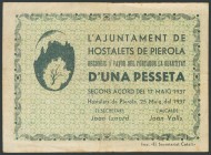 HOSTALETS DE PIEROLA (BARCELONA). 1 Peseta. Mayo 1937. (González: 8230). Inusual. MBC.