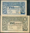 JUNEDA (LERIDA). 50 Céntimos y 1 Peseta. 4 de Septiembre de 1937. (González: 8297, 8298). Inusuales. MBC+.