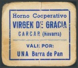 Vale por una barra de pan Horno Cooperativo Virgen de Gracia, de Carcar (Navarra). MBC.