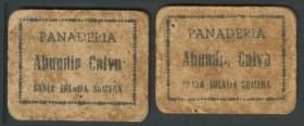 Conjunto de 2 vales (1 kilo y 1 kilo y medio), de la panadería Abundio Calvo, de Santa Eulalia Somera (La Rioja). MBC-.