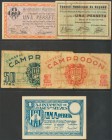 Conjunto de 14 billetes de la Guerra Civil de diferentes localidades. A EXAMINAR.