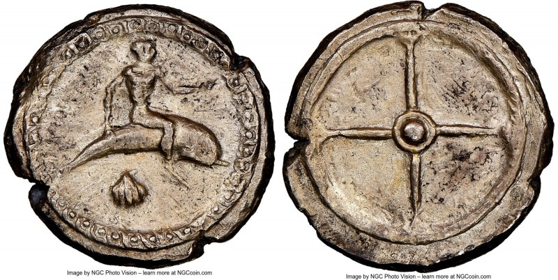 CALABRIA. Tarentum. Ca. 480-450 BC. AR didrachm (19mm, 7.86 gm). NGC (photo-cert...