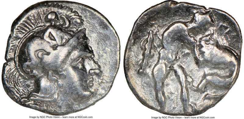 CALABRIA. Tarentum. Ca. 380-280 BC. AR diobol (12mm, 2h). NGC VF. Ca. 325-280 BC...