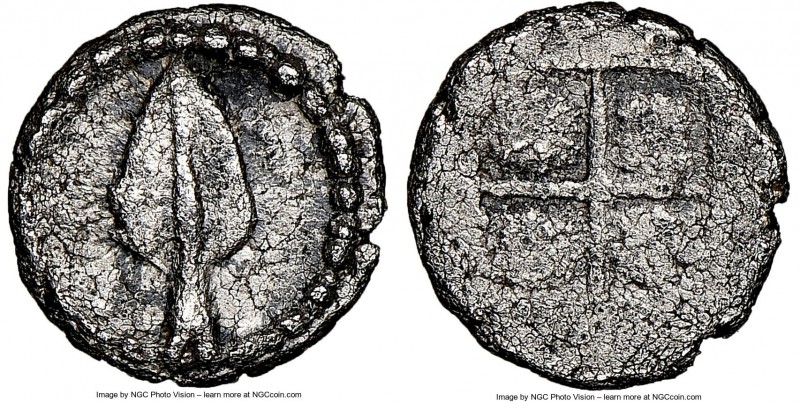 MACEDONIAN KINGDOM. Alexander I (ca. 498-454 BC). AR hemiobol (7mm, 12h). NGC VF...