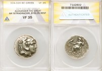 MACEDONIAN KINGDOM. Alexander III the Great (336-323 BC). AR tetradrachm (28mm, 1h). ANACS VF 35. Late lifetime-early posthumous issue of Aradus, ca. ...