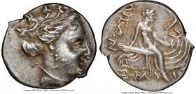 EUBOEA. Histiaea. Ca. 3rd-2nd centuries BC. AR tetrobol (15mm, 11h). NGC Choice XF, brushed, flan flaw. Head of nymph right, wearing vine-leaf crown, ...