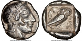ATTICA. Athens. Ca. 475-465 BC. AR tetradrachm (25mm, 17.13 gm, 8h). NGC Choice VF 5/5 - 2/5, test cuts, countermark. Head of Athena right with fronta...