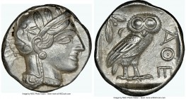 ATTICA. Athens. Ca. 440-404 BC. AR tetradrachm (24mm, 17.21 gm, 9 h). NGC Choice AU 5/5 - 4/5. Mid-mass coinage issue. Head of Athena right, wearing c...