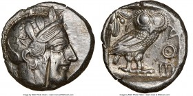 ATTICA. Athens. Ca. 440-404 BC. AR tetradrachm (24mm, 17.16 gm, 4h). NGC Choice AU 5/5 - 2/5, test cut. Mid-mass coinage issue. Head of Athena right, ...