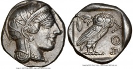 ATTICA. Athens. Ca. 440-404 BC. AR tetradrachm (26mm, 17.18 gm, 10h). NGC AU S 5/5 - 4/5. Mid-mass coinage issue. Head of Athena right, wearing creste...