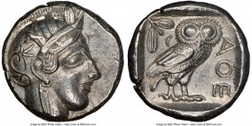 ATTICA. Athens. Ca. 440-404 BC. AR tetradrachm (24mm, 17.18 gm, 5h). NGC AU 5/5 - 4/5. Mid-mass coinage issue. Head of Athena right, wearing crested A...