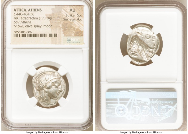 ATTICA. Athens. Ca. 440-404 BC. AR tetradrachm (25mm, 17.18 gm, 4h). NGC AU 5/5 ...