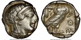 ATTICA. Athens. Ca. 440-404 BC. AR tetradrachm (23mm, 17.19 gm, 8h). NGC AU 4/5 - 4/5. Mid-mass coinage issue. Head of Athena right, wearing crested A...