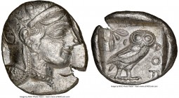 ATTICA. Athens. Ca. 440-404 BC. AR tetradrachm (27mm, 17.13 gm, 9h). NGC AU 4/5 - 3/5. Mid-mass coinage issue. Head of Athena right, wearing crested A...
