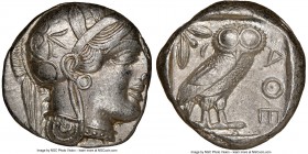 ATTICA. Athens. Ca. 440-404 BC. AR tetradrachm (23mm, 17.16 gm, 10h). NGC AU 3/5 - 4/5. Mid-mass coinage issue. Head of Athena right, wearing crested ...