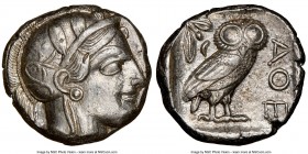 ATTICA. Athens. Ca. 440-404 BC. AR tetradrachm (23mm, 17.18 gm, 1h). NGC Choice XF 4/5 - 4/5. Mid-mass coinage issue. Head of Athena right, wearing cr...