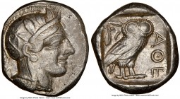 ATTICA. Athens. Ca. 440-404 BC. AR tetradrachm (24mm, 17.19 gm, 7h). NGC Choice XF 4/5 - 3/5. Mid-mass coinage issue. Head of Athena right, wearing cr...