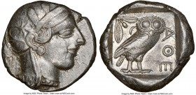 ATTICA. Athens. Ca. 440-404 BC. AR tetradrachm (24mm, 17.17 gm, 7h). NGC XF 5/5 - 4/5. Mid-mass coinage issue. Head of Athena right, wearing crested A...
