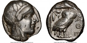 ATTICA. Athens. Ca. 440-404 BC. AR tetradrachm (24mm, 17.16 gm, 1h). NGC XF 4/5 - 3/5, flan flaws. Mid-mass coinage issue. Head of Athena right, weari...