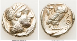 ATTICA. Athens. Ca. 440-404 BC. AR tetradrachm (24mm, 17.17 gm, 2h). About XF, test cut, scuff. Mid-mass coinage issue. Head of Athena right, wearing ...