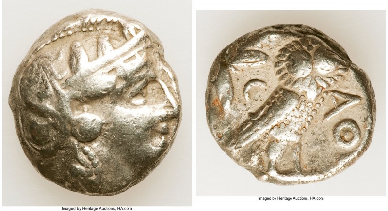 ATTICA. Athens. Ca. 393-294 BC. AR tetradrachm (23mm, 17.64 gm, 8h). Fine. Late ...