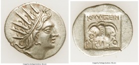 CARIAN ISLANDS. Rhodes. Ca. 88-84 BC. AR drachm (16mm, 1.91 gm, 11h). VF. Plinthophoric standard, Callixei(nos), magistrate. Radiate head of Helios ri...
