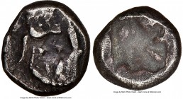 LYDIAN KINGDOM. Croesus or later (after ca. 561 BC). AR hemihecte or 1/12 stater (8mm, 0.85 gm). NGC VF 5/5 - 3/5. Persic standard, Sardes. Confronted...