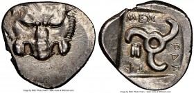 LYCIAN DYNASTS. Mithrapata (ca. 390-360 BC). AR sixth-stater (13mm, 1.35 gm, 5h). NGC MS 4/5 - 4/5. Uncertain mint. Lion scalp facing / MEΘ-PAΠA-T-A, ...