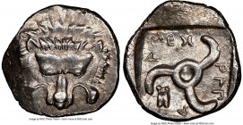 LYCIAN DYNASTS. Mithrapata (ca. 390-360 BC). AR sixth-stater (13mm, 1.35 gm, 4h). NGC MS 4/5 - 4/5. Uncertain mint. Lion scalp facing / MEΘ-PAΠA-T-A, ...
