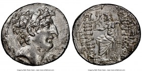 SELEUCID KINGDOM. Antiochus VIII Epiphanes Grypus (121-96 BC). AR tetradrachm (27mm, 1h). NGC AU, scratches. Antioch, 109-96 BC. Diademed head of Anti...