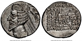 PARTHIAN KINGDOM. Phraates IV (ca. 38-2 BC). AR drachm (19mm, 4.05 gm, 12h). NGC MS 4/5 - 3/5, brushed. Mithradatkart. Diademed and draped bust left, ...