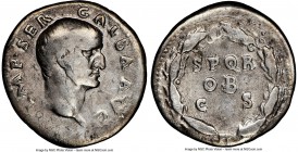 Galba (AD 68-69). AR denarius (19mm, 5h). NGC Fine. Rome, July AD 68-January AD 69. IMP SER GALBA AVG, bare head of Galba right / S P Q R / OB / C S, ...