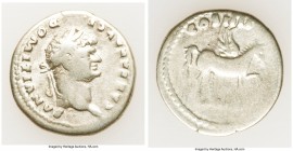 Domitian, as Caesar (AD 81-96). AR denarius (19mm, 3.12 gm, 6h). About Fine. Rome, AD 76. CAESAR AVG F - DOMITIANVS, laureate head of Domitian right /...