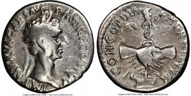 Nerva (AD 96-98). AR denarius (17mm, 6h). NGC Fine. Rome, AD 97. IMP NERVA CAES AVG-P M TR II COS III P P, laureate head of Nerva right / CONCORDIA-EX...